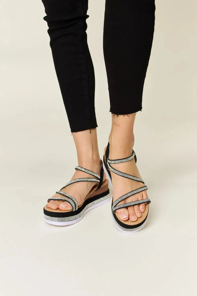 Forever Link Rhinestone Strappy Wedge Sandals  Style Ratio