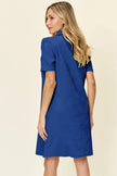 Double Take Full Size Texture Collared Neck Short Sleeve Dress  Style Ratio