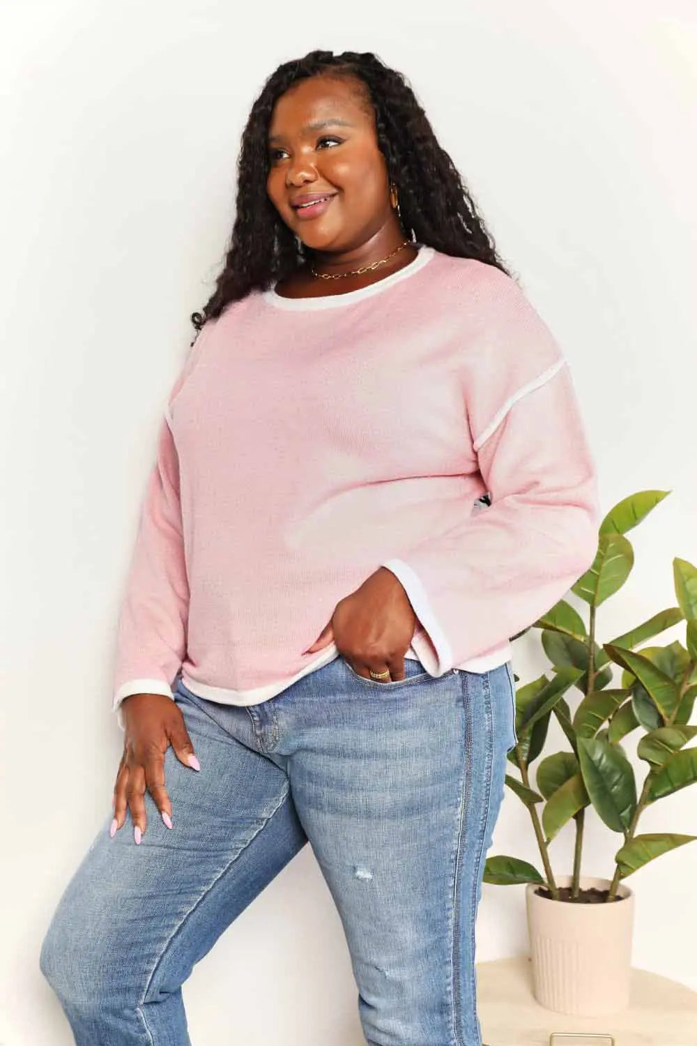 Angel Wings Contrast Detail Dropped Shoulder Sweatshirt  Style Ratio