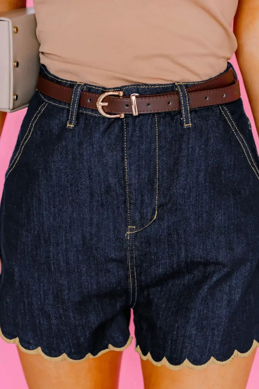 Scalloped Hem Denim Shorts  Style Ratio