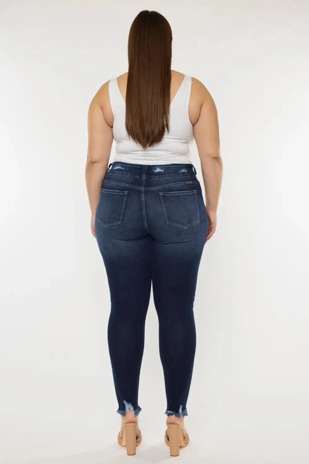 Kancan Full Size Cat's Whiskers Raw Hem High Waist Jeans  Style Ratio