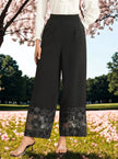Floral Lace Hem Wide Leg Pants  Style Ratio