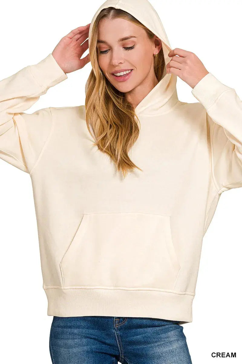 Zenana Fleece Kangaroo Pocket Hoodie  Style Ratio