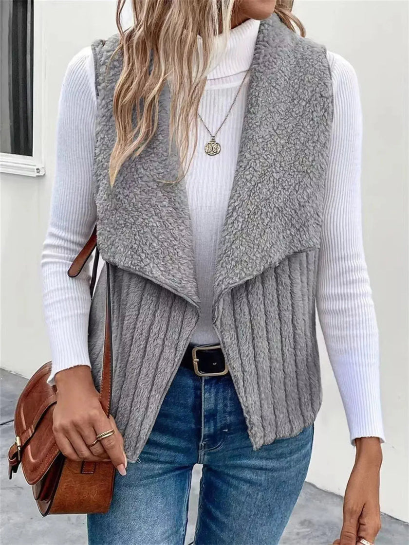 Cozy Fleece Open Front Vest  Style Ratio