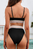Textured Contrast Banding Bikini High Waist 2pcs Swimsuit  Style Ratio