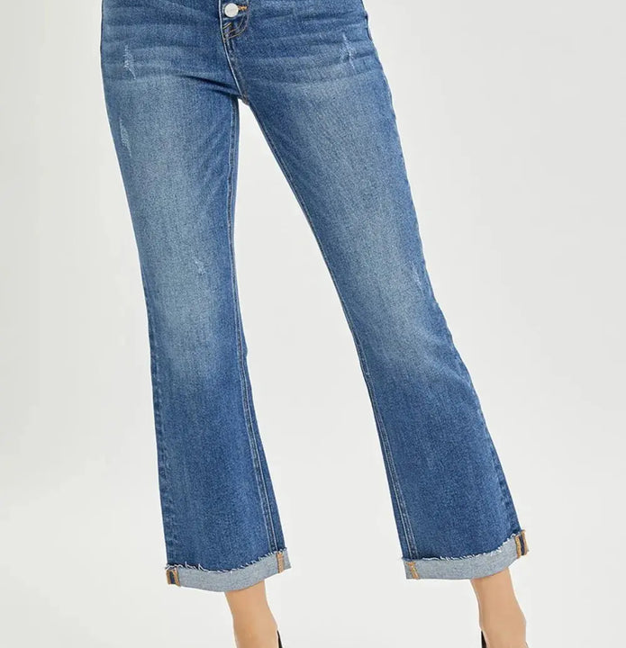 RISEN Full Size Button Fly Cropped Bootcut Jeans  Style Ratio