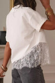 Asymmetric Lace Hem Patchwork Tee  Style Ratio