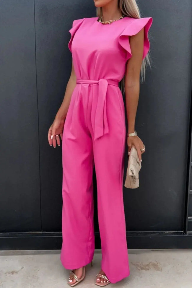 Round Neck Cap Sleeve Jumpsuit  Style Ratio