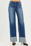 RISEN Mid Rise Wide Straight Jeans With Wide Cuff  Style Ratio