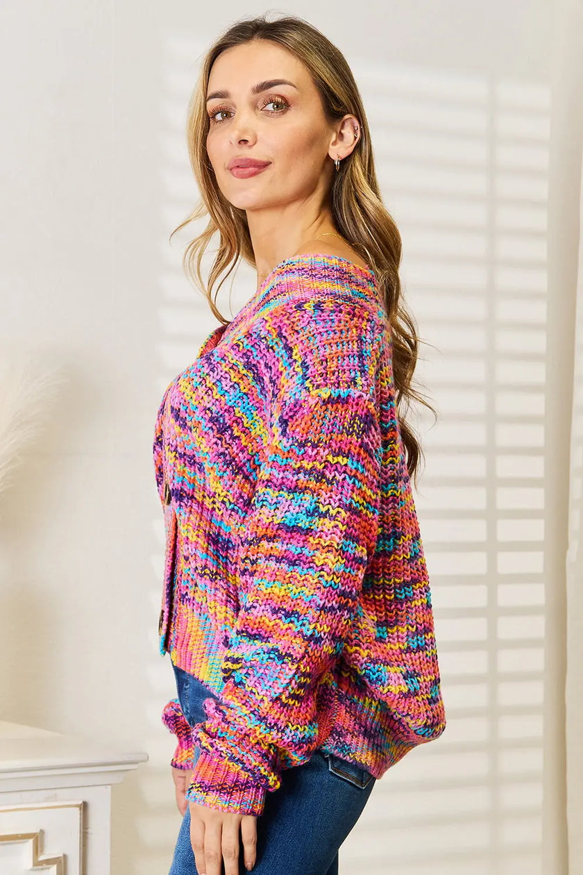 Angel Wings Woven Right V-Neck Long Sleeve Cardigan  Style Ratio