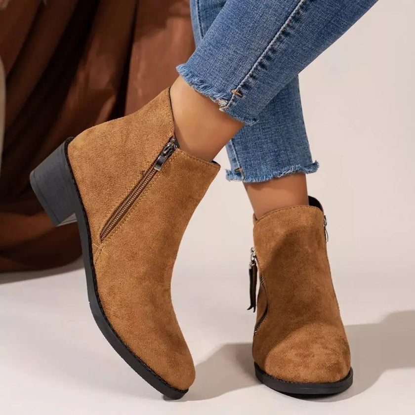 Point Toe Block Heels Boots  Style Ratio