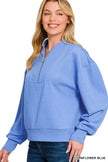Zenana Scuba Half Zip Drop Shoulder Sweatshirt  Style Ratio