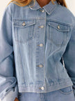 Button Down Cropped Oversized Denim Jacket  Style Ratio