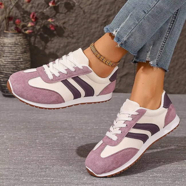 Striped Lace-Up Casual Sneakers  Style Ratio