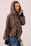 BiBi Leopard Print Waffle Half Zip Up Hoodie W Pocket  Style Ratio