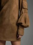 Turtleneck Lantern Sleeve Mini Dress with Pockets  Style Ratio