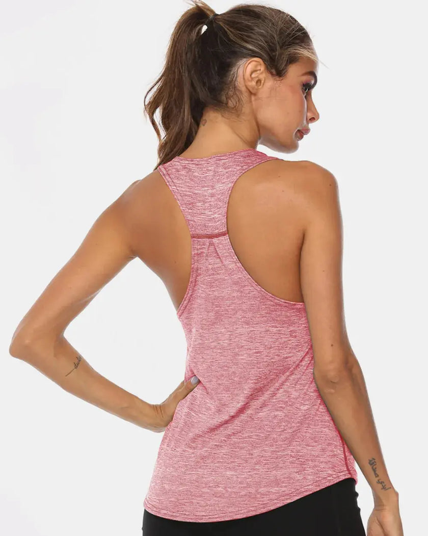 Full Size Scoop Neck Wide Strap Active Tank  Style Ratio