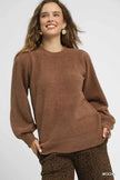 Umgee Textured Long Sleeve Sweater with Ribbed Trim  Style Ratio