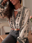 Vintage Print Long Sleeve Shirt  Style Ratio