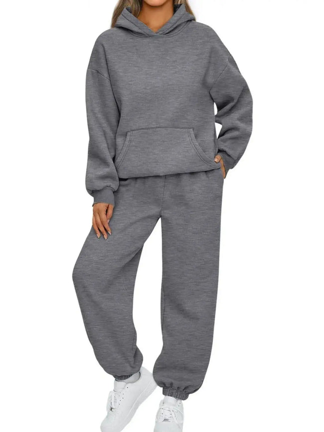 Full Size Kangaroo Pocket Hoodie and Joggers Set  Style Ratio
