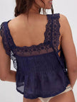 Lace-Trimmed Eyelet Square Neck Top  Style Ratio
