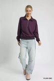Umgee Half Zip Drop Shoulder Sweatshirt  Style Ratio