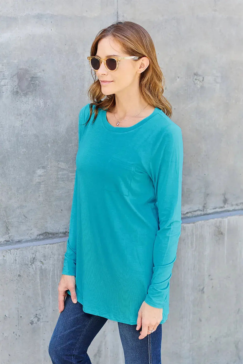 Basic Bae Full Size Round Neck Long Sleeve Top  Style Ratio
