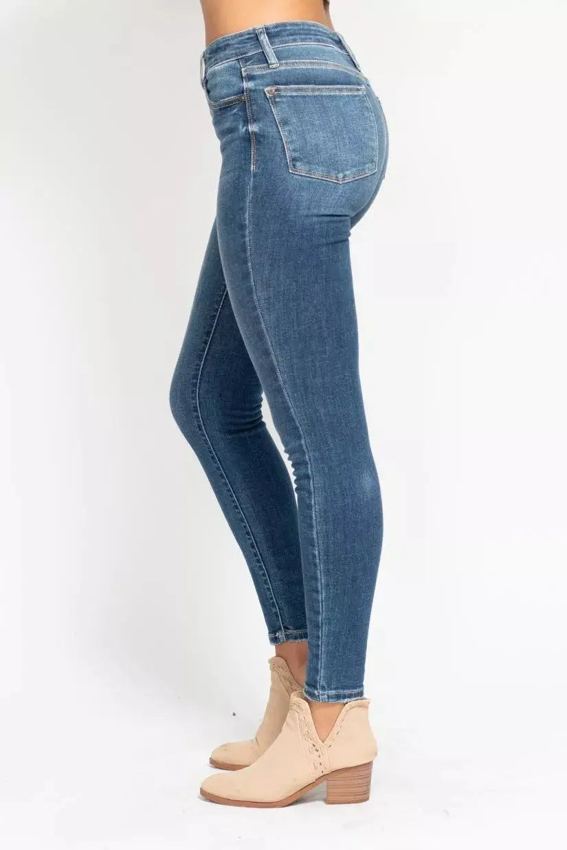 Judy Blue Full Size High Rise Button Fly Skinny Jeans Plus Size  Style Ratio