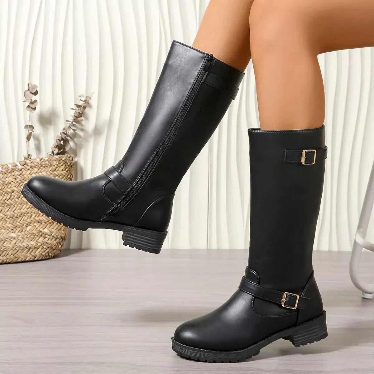 Round Toe Block Heels Boots  Style Ratio