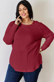 Basic Bae Full Size Ribbed Round Neck Long Sleeve Shirt  Style Ratio