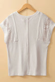 Ribbed Texture Lace Patchwork Short Sleeve Top  Style Ratio