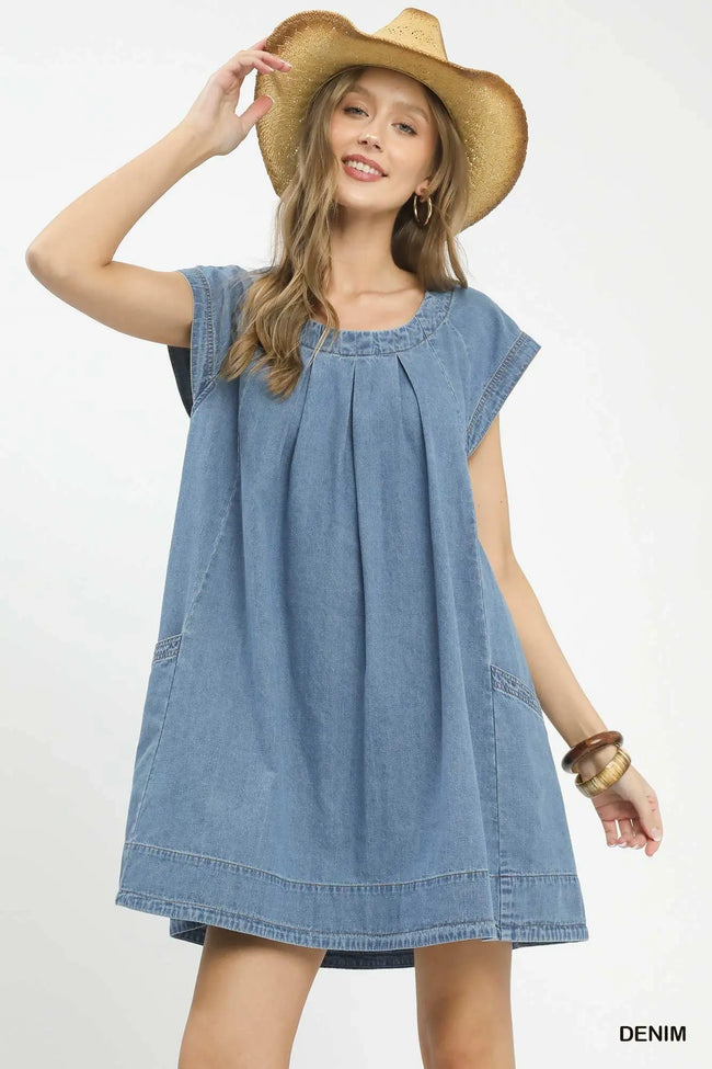 Umgee Stone Washed Denim Mini Dress  Style Ratio