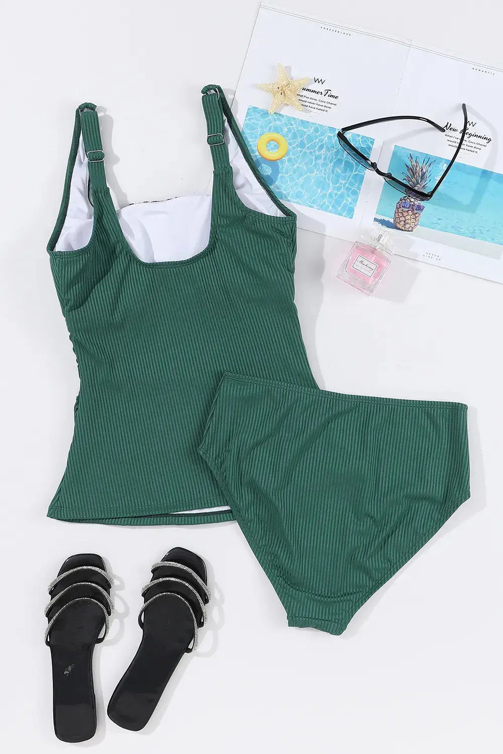 Square Neck Wide Strap Tankini Set  Style Ratio
