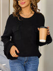 Pocket Detail Round Neck Sweater  Style Ratio