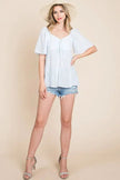 Lime N Chili Thin Striped with Tie Front Babydoll Blouse  Style Ratio