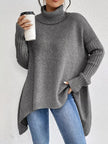 Turtleneck High-Low Hem Sweater  Style Ratio