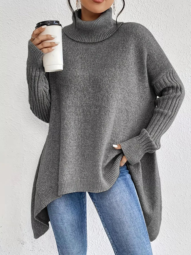 Turtleneck High-Low Hem Sweater  Style Ratio