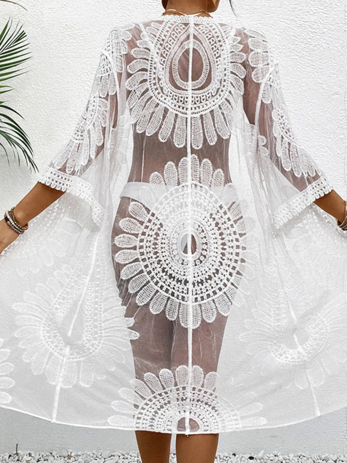 Lace Open Front Longline Cover-Up  Style Ratio