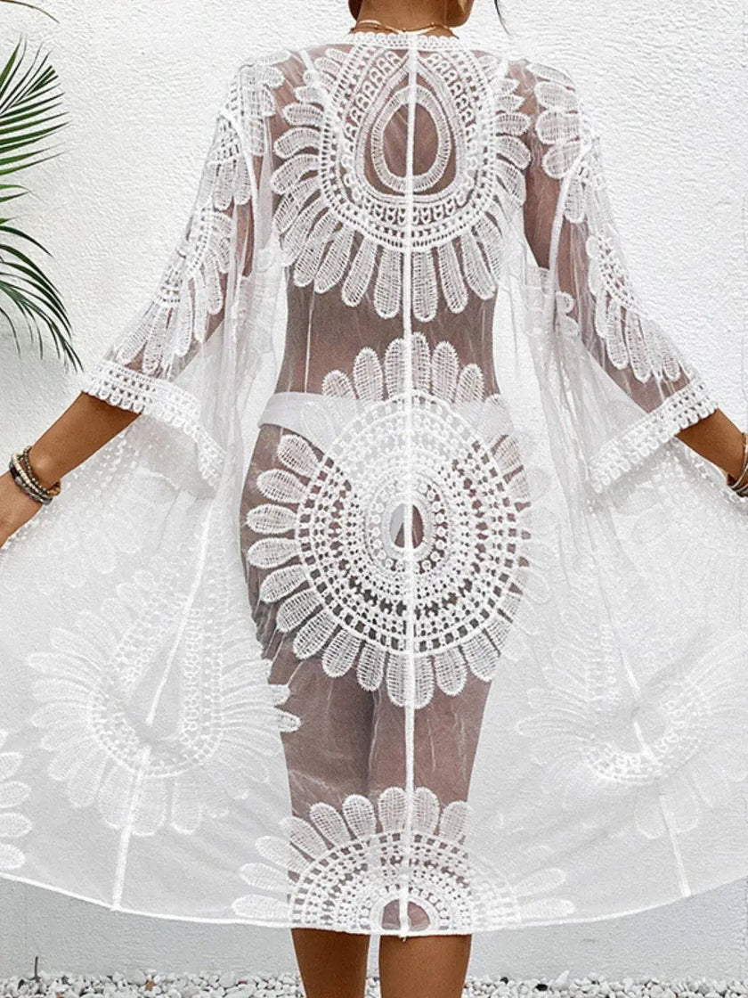 Lace Open Front Longline Cover-Up  Style Ratio
