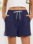 Striped Trim Drawstring Shorts  Style Ratio