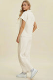 Double Take Collared Neck Short Sleeve Top and Pants Set  Style Ratio
