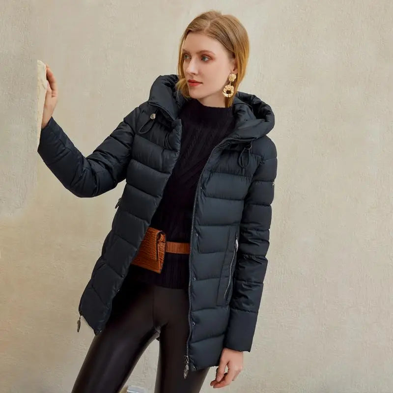 Women warm hooded winter coat - casual parkas jacket - Style Ratio