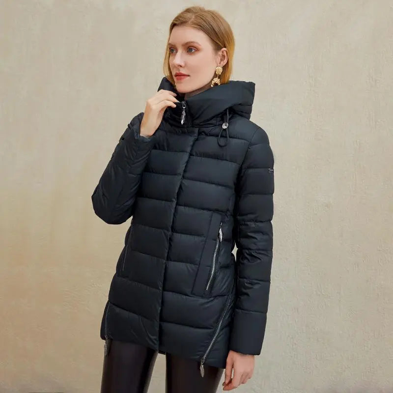 Women warm hooded winter coat - casual parkas jacket - Style Ratio
