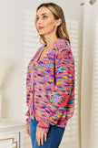 Angel Wings Woven Right V-Neck Long Sleeve Cardigan  Style Ratio