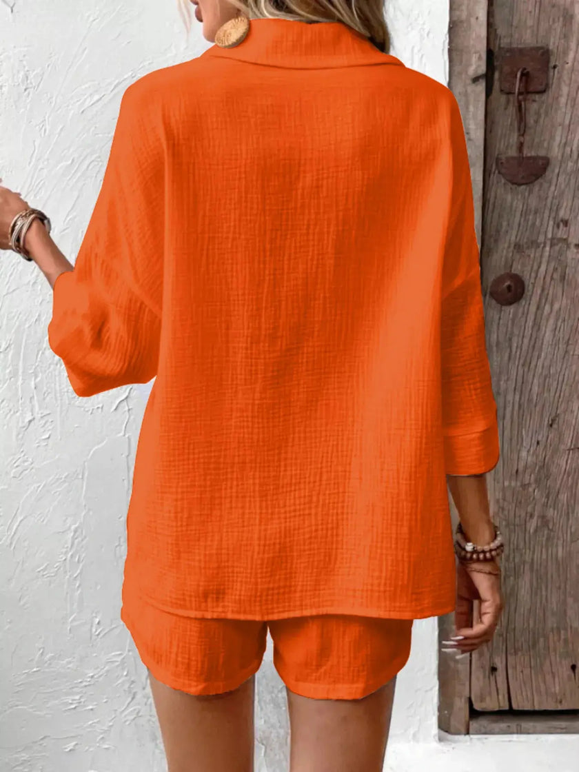 Button Detail Top and Shorts Set  Style Ratio