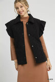 Umgee Corduroy Quilted Ruffle Sleeve Vest  Style Ratio