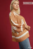 Umgee Full Size Two Tone Border Print Top with Balloon Sleeves  Style Ratio