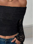 Lace Off-Shoulder Long Sleeve Top  Style Ratio