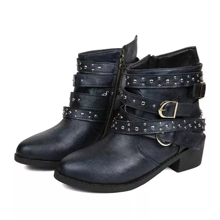 Studded Buckle Ankle Boots  Style Ratio