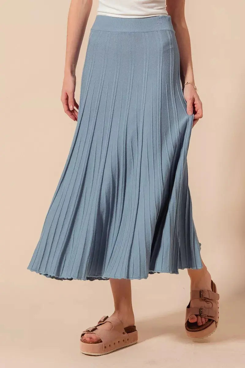 SO ME  A Line Knitted Sweater Midi Length Skirt  Style Ratio
